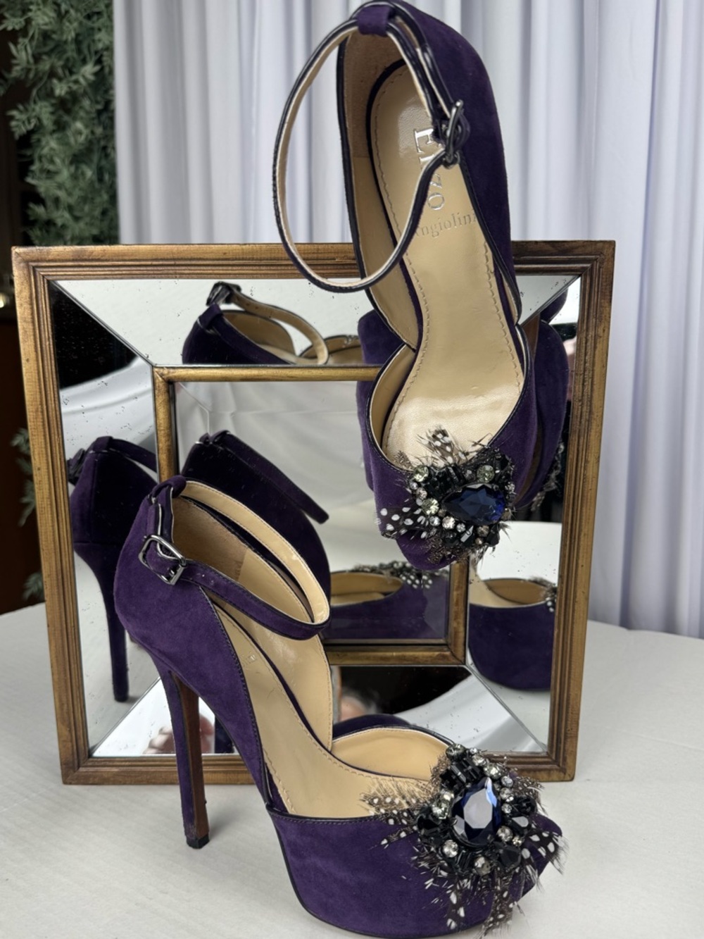 Enzo Angiolini Thaddea Suede Platform Peep-Toe Pumps